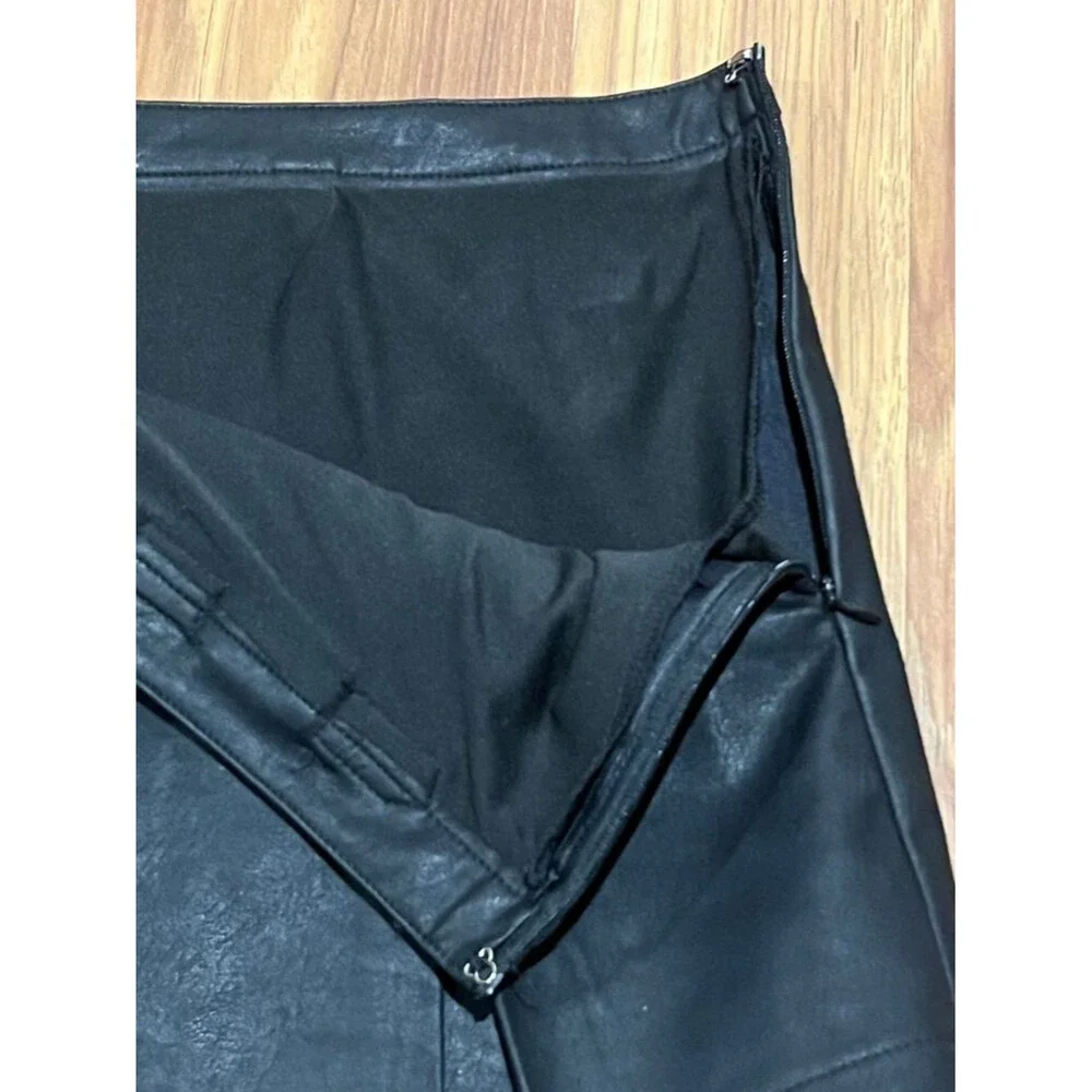 Edikted Triple Belt Faux Leather Mini Skort - Black - Size XL Moto Y2K